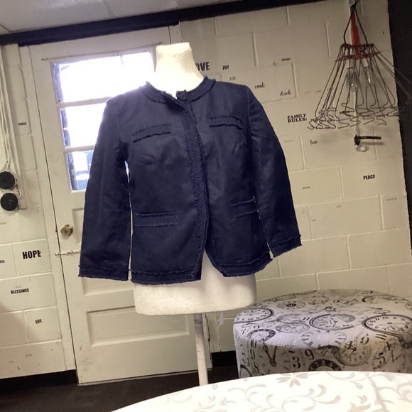 Talbots Denim Jacket. Size 6 rich navy blue detailed jacket blazer - Picture 3 of 7